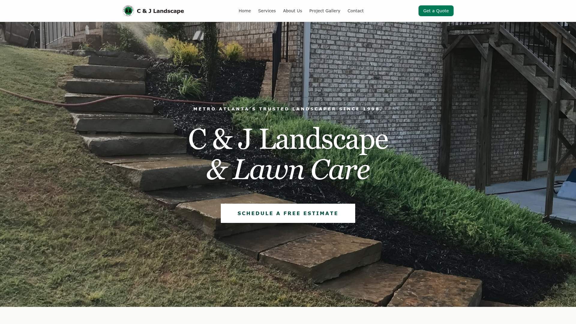 C & J Landscape — A serif-led rebrand for a 25-year-old landscaping company in Metro Atlanta. Quiet, established, and clearly local.